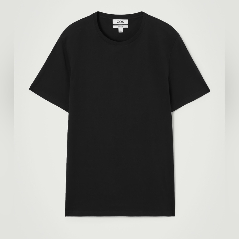 🟢3/$30 COS Regular Fit T Shirt Short Sleeve Crew Neck Cotton Black GUC Large